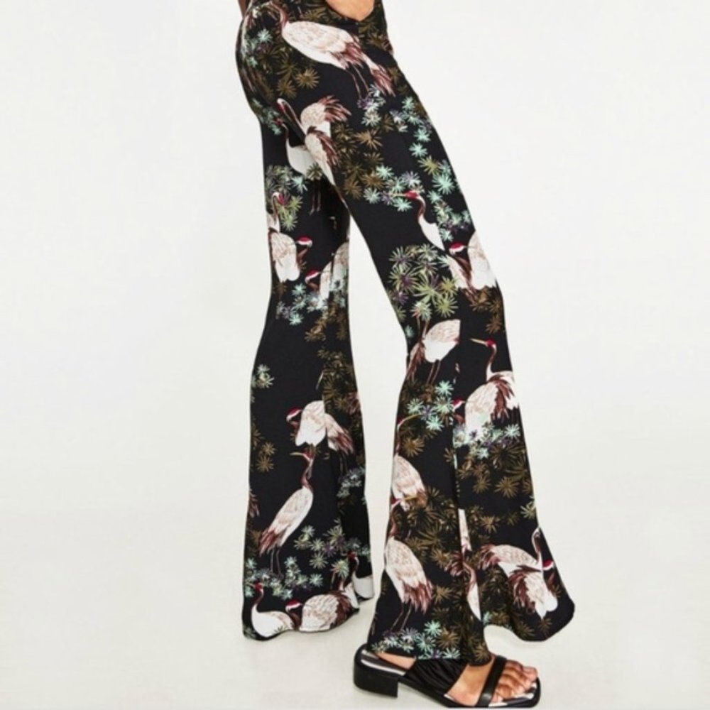 Zara Crane Palazzo Bell Bottom Pants Medium